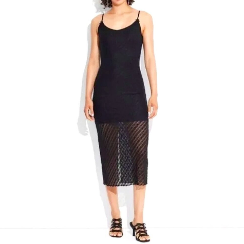 NWT Wild Fable Women's Black Floral Lace‎ Midi Dress Women's Size S